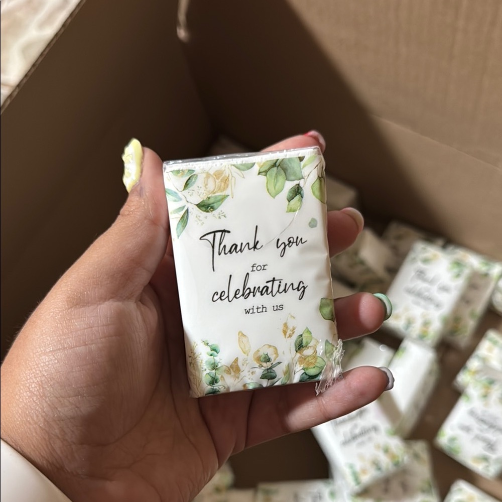 40 - Floral Thank You Party Favor Tissues